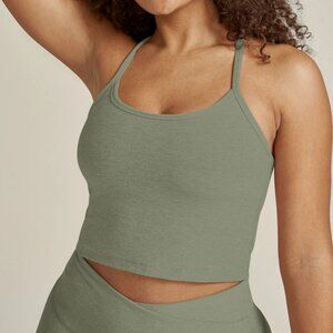 Beyond Yoga Spacedye Slim Racerback Cropped Tank in Grey Sage Heather